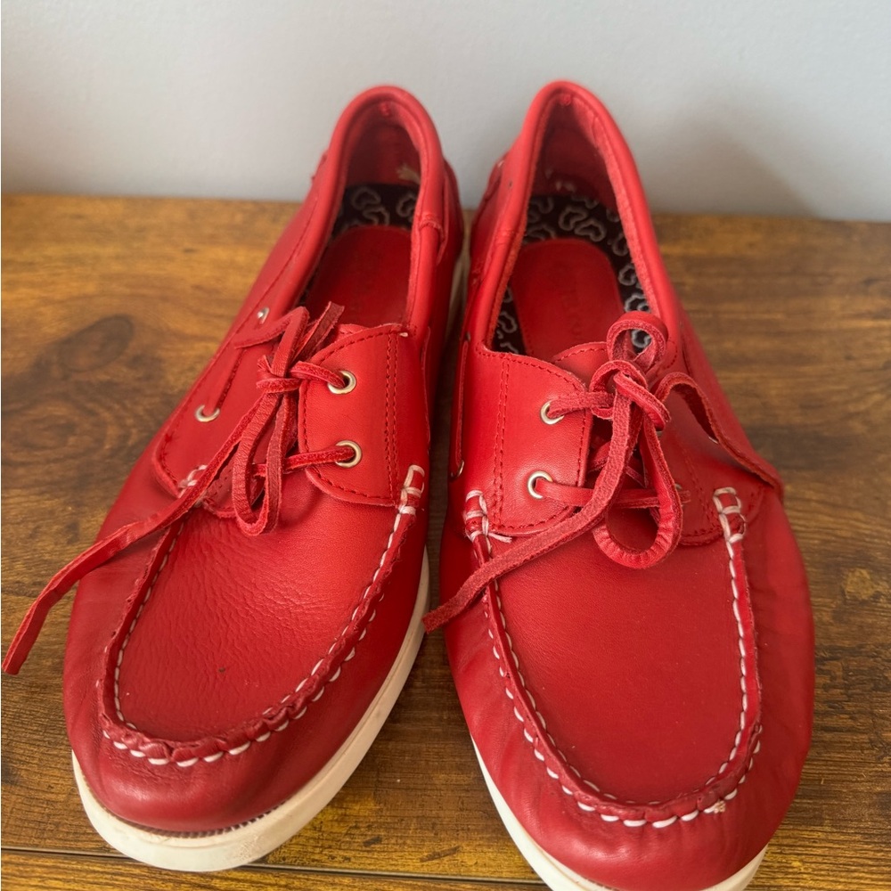 Soul‎ Of Africa Skyward Edge Red Leather Boat Shoes Womens US 9 Lace Up